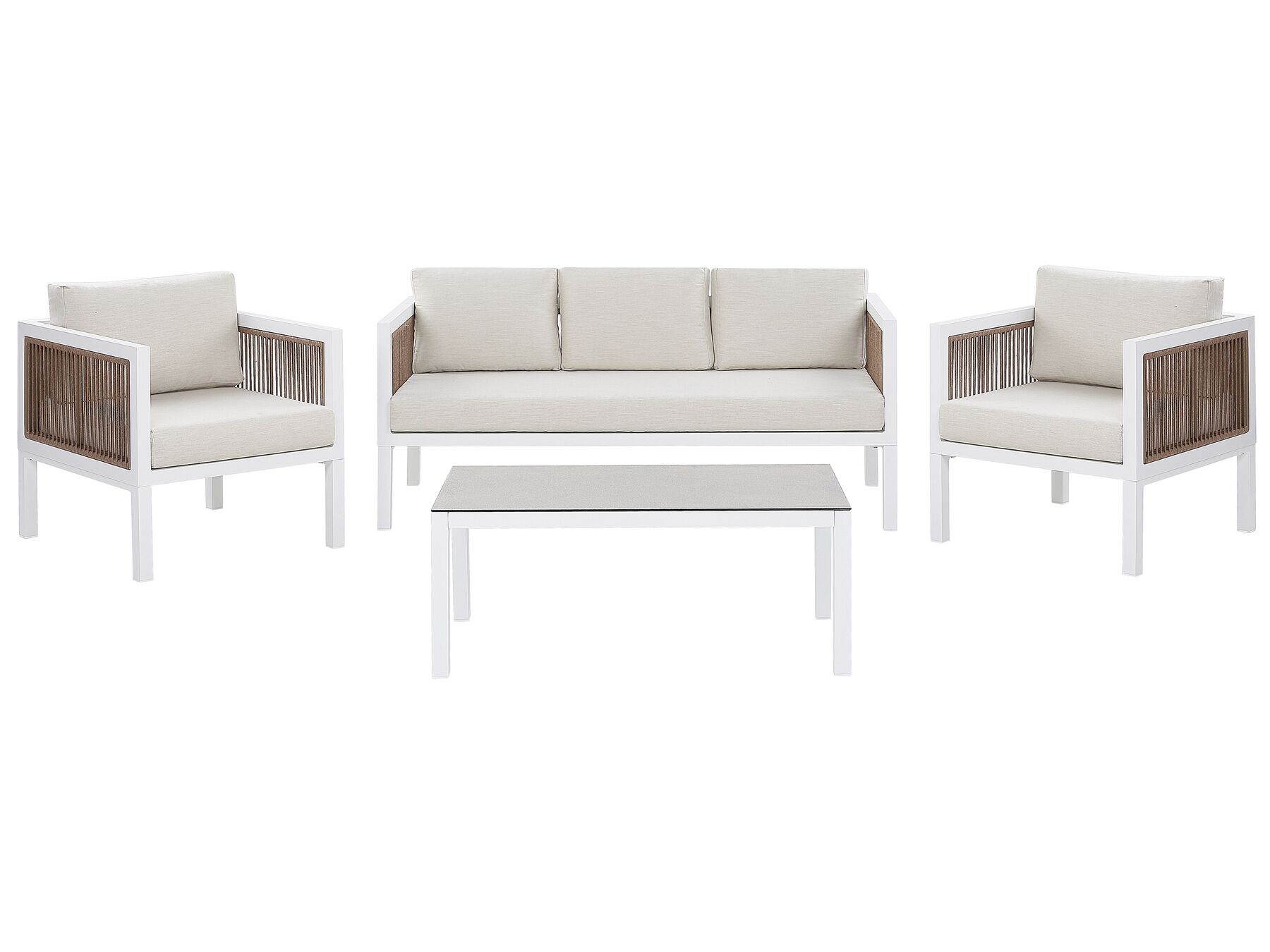 Lounge Set Aluminium weiss 5-Sitzer Auflagen beige BORELLO_796135