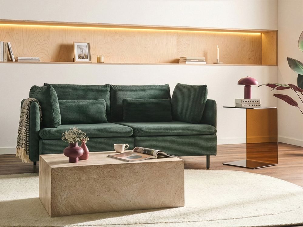 Modular Sofa 2 Seater EGERIS Corduroy Dark Green