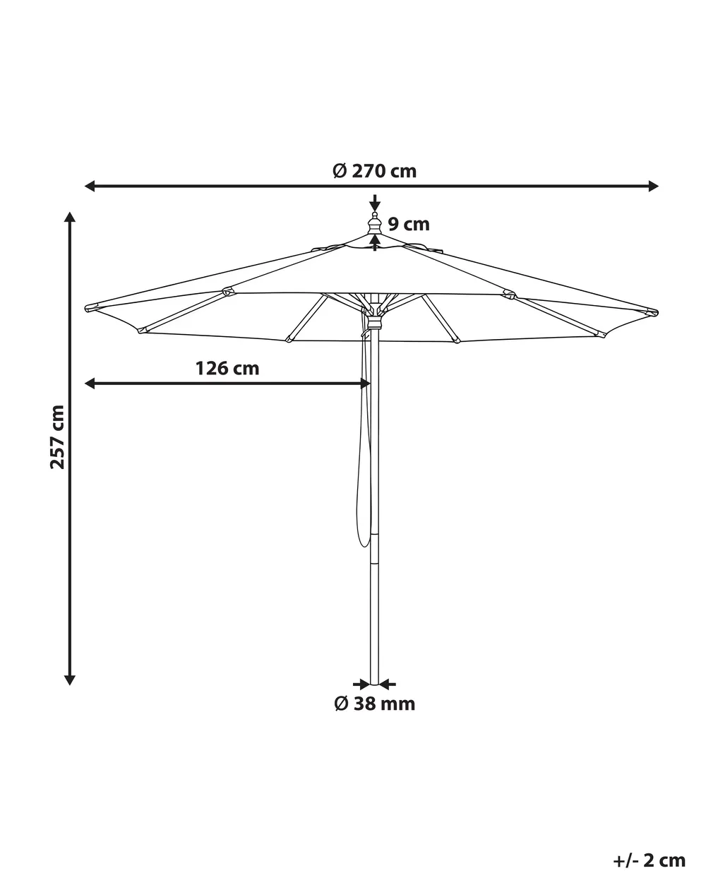 Parasol ogrodowy 270 cm TOSCANA Biały_1077839