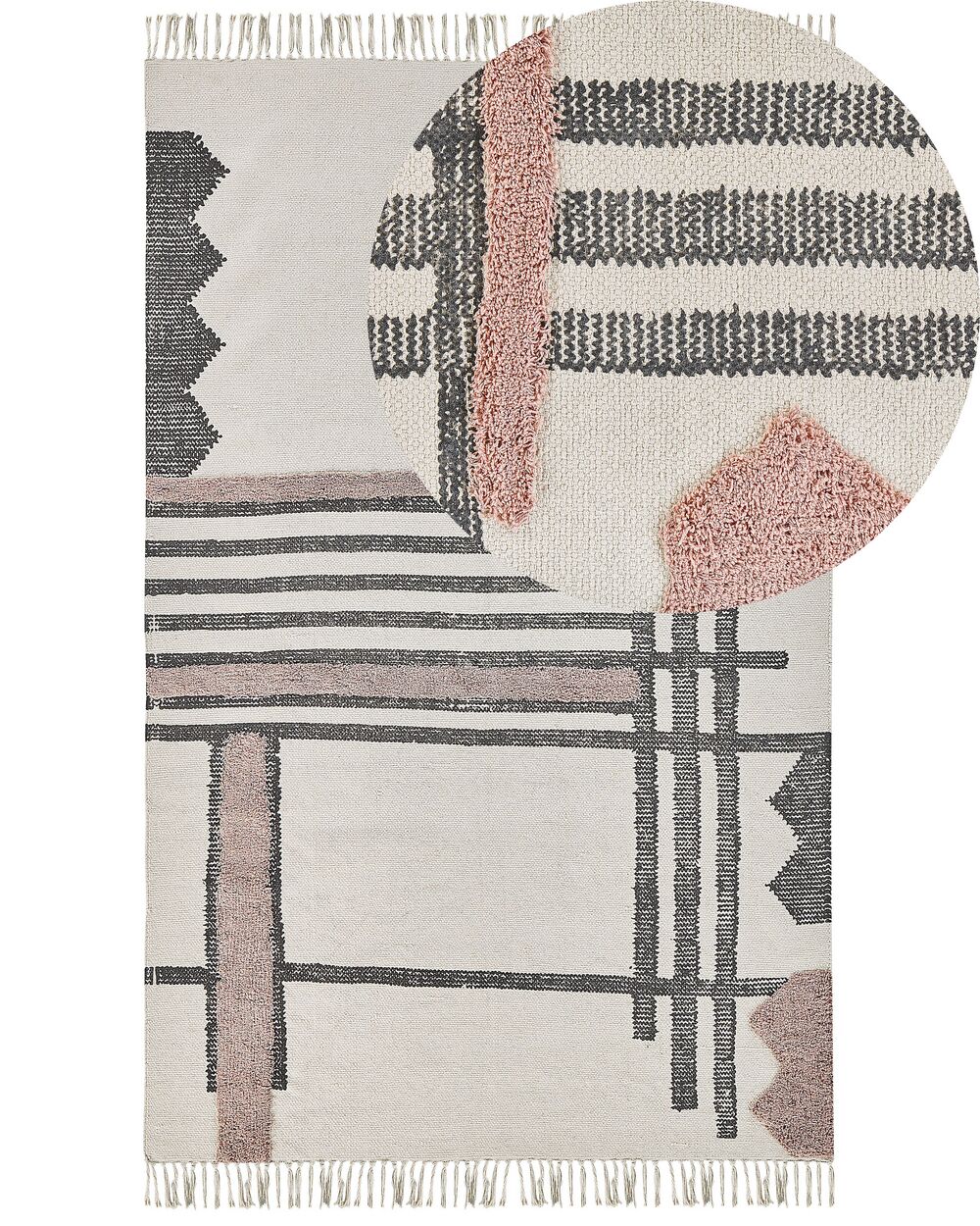 Vloerkleed MURADIYE Beige 140 x 200 cm Katoen