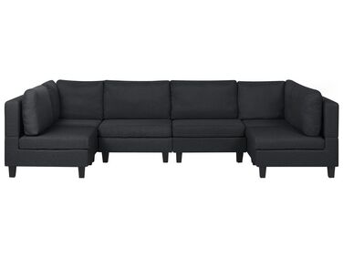 6 Seater U-Shaped Modular Fabric Sofa Black FEVIK