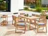 8 Seater Certified Acacia Wood Garden Dining Set with Navy Blue and White Cushions SASSARI II_924030