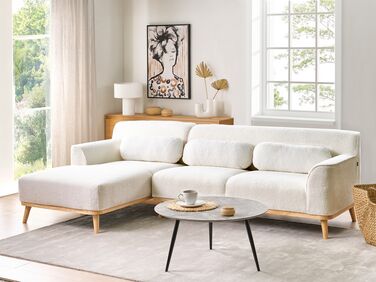 Right Hand Boucle Corner Sofa White SIMOS