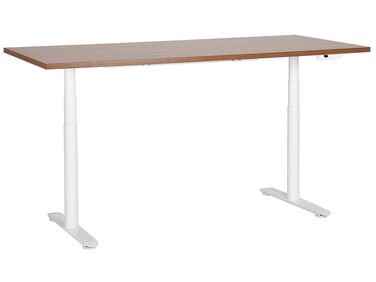 Elektricky nastavitelný psací stůl 180 x 80 cm tmavé dřevo/bílý DESTINAS