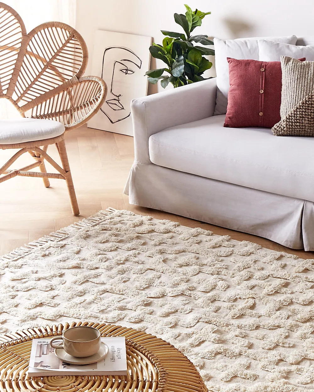 Tapis ITANAGAR Beige 160 x 230 cm Coton_1180164