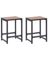 Steel Garden Stool Black and Light Wood AVETRANA_933448