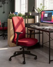 Sedia da ufficio KAMILON Tessuto Rosso scuro_1084806