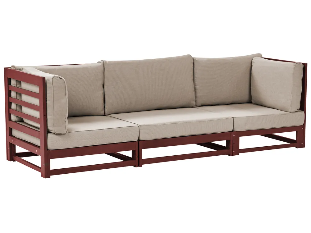 Sofa ogrodowa dla 3 osób TRANI Modułowy Certyfikowane drewno akacjowe Bordowy