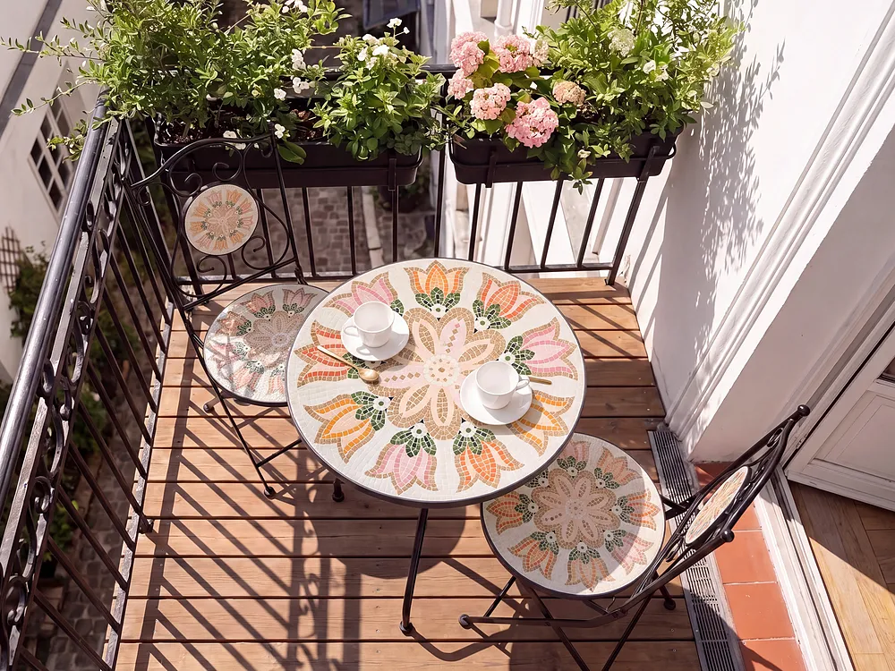 Masă de grădină SETTALA 60 cm 60 cm Metal Multicolor_1155825