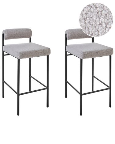 Set of 2 Boucle Bar Chairs Grey AMAYA