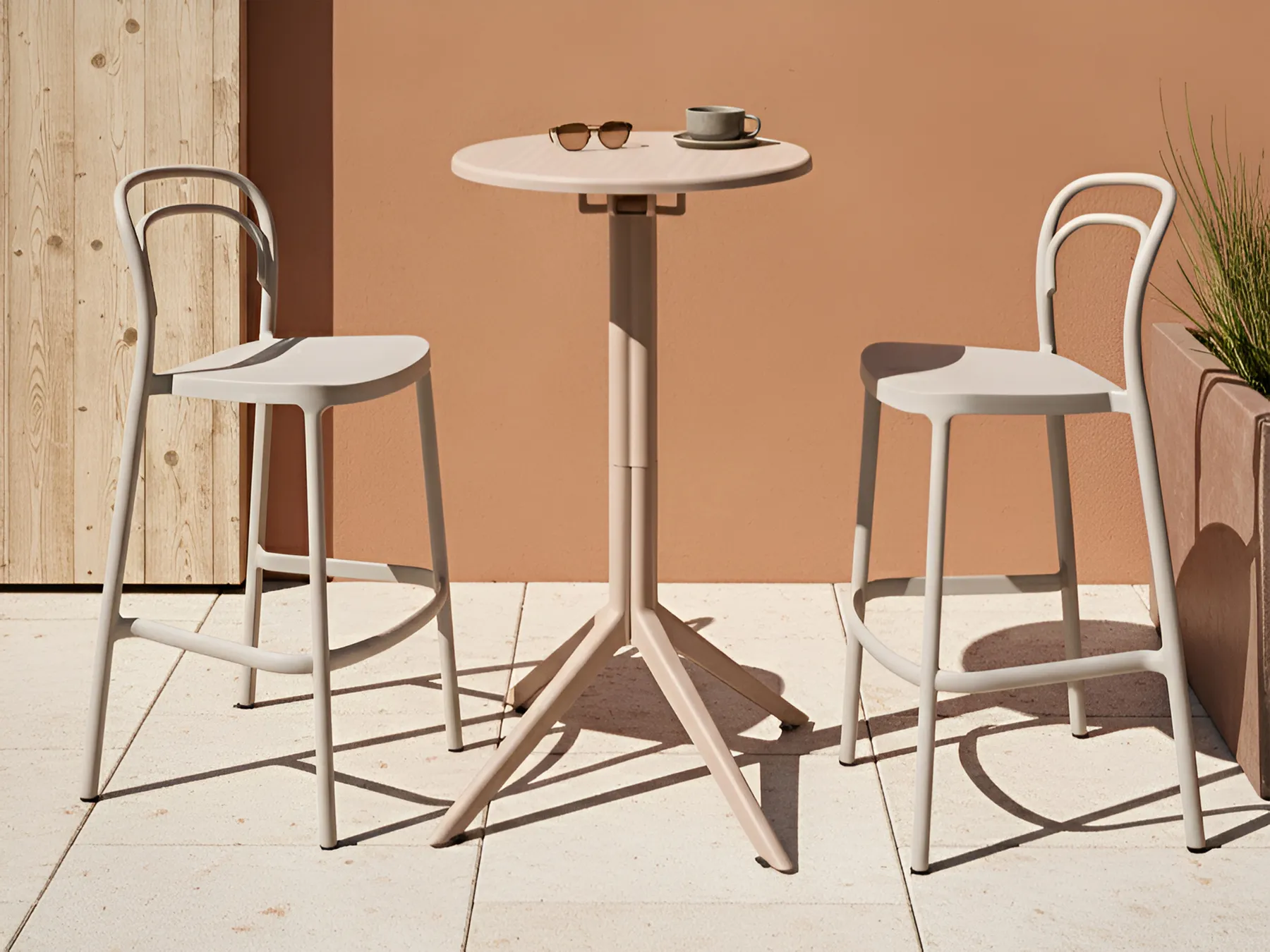 Garden Bar Table LEGRENA 60 cm 60 cm Beige_1035090