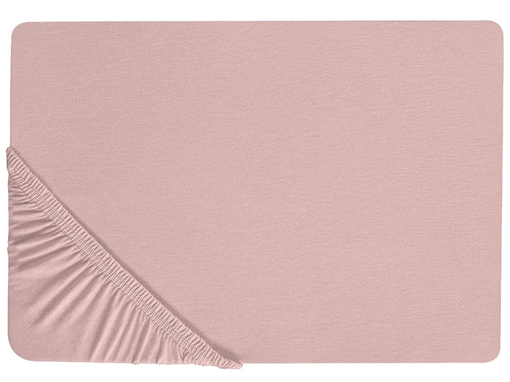 Prześcieradło z gumką HOFUF 140 x 200 cm Bawełna Różowy