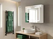 Szafka łazienkowa wisząca z lustrem LED MAZARREDO 60 cm 60 cm Biały_785554