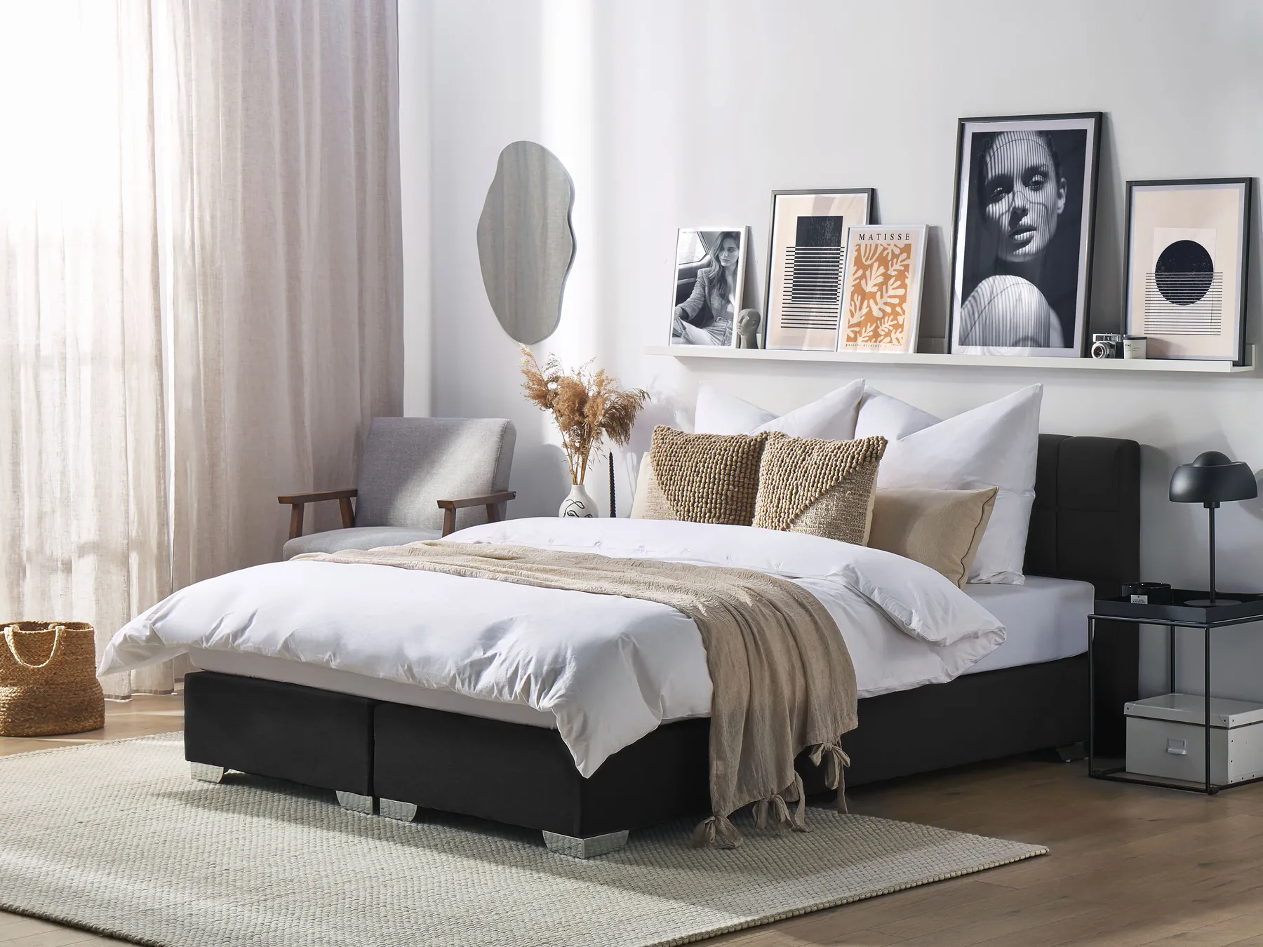Lit Boxspring Tissu ADMIRAL 160 x 200 cm Noir_679071