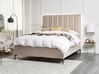 Zamatová posteľ s úložným priestorom 140 x 200 cm sivobéžová SEZANNE_892492