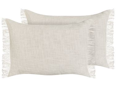 Set of 2 Cotton Cushions 35 x 50 cm Off-White MABA