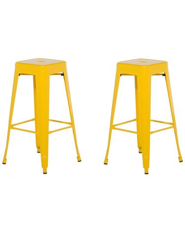 Sada 2 oceľových barových stoličiek 76 cm žltá CABRILLO