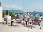 Garden Lounge Set with Table 4 Seater SCIACCA Metal Grey_1178263