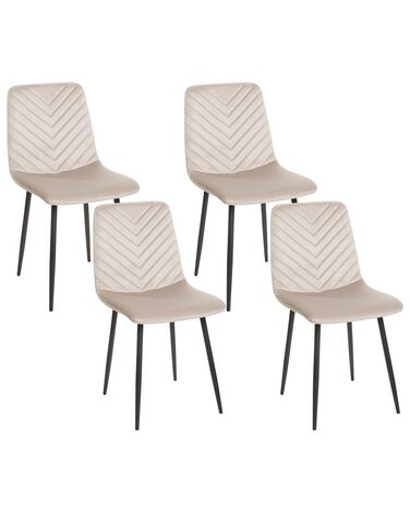 Set of 4 Velvet Dining Chairs Taupe HAVRE