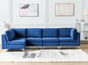 Right Hand 5 Seater Modular Velvet Corner Sofa Blue EVJA_859911