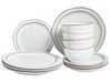 Set of 12 Dinnerware CHIVES Stoneware Light Grey