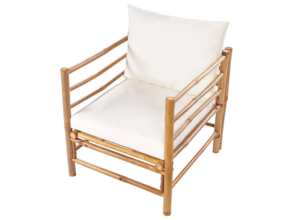 Garden Lounge Set with Table 6 Seater CERRETO Bamboo Off-White_909634