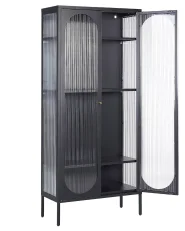 Witryna ze szklaną gablotą FOXTON 80 cm Metal Czarny_850353