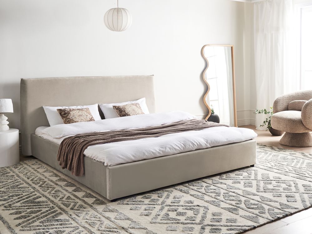 Bed Velvet LAVAUR 180 x 200 cm (EU Super King) Taupe
