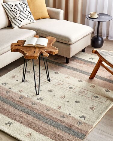 Wool Gabbeh Area Rug 140 x 200 cm Beige and Brown KARLI