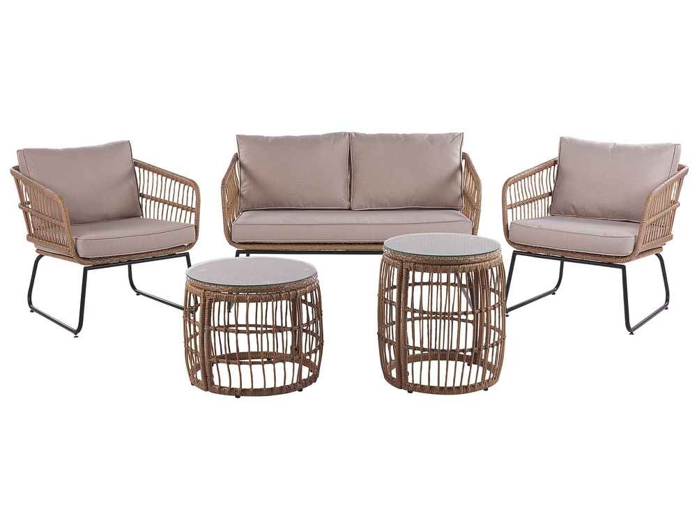 Sofa Set RAVELLO PE Rattan Natural 4 Seater Beliani