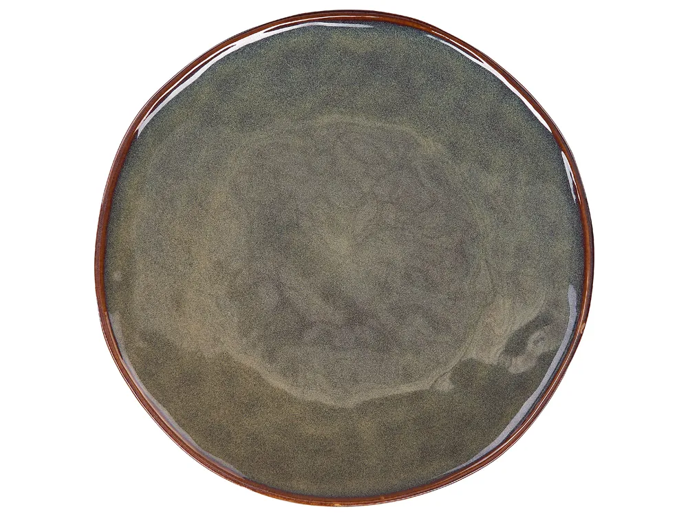 Set of 16 Dinnerware THYME Stoneware Dark Green_863188