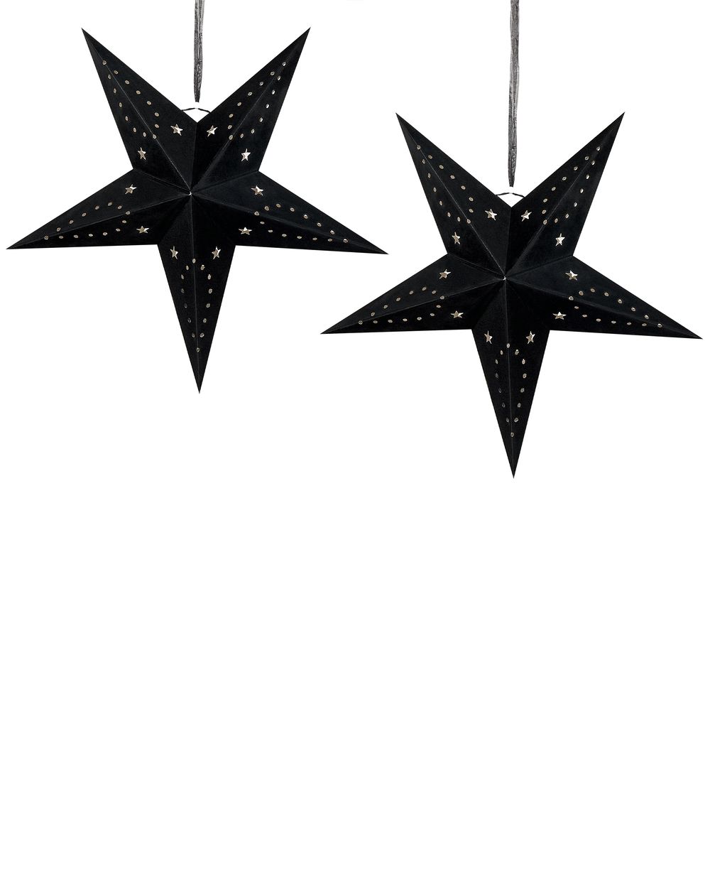Set di 2 decorazioni da appendere LED MOTTI 60 cm Stella Nero