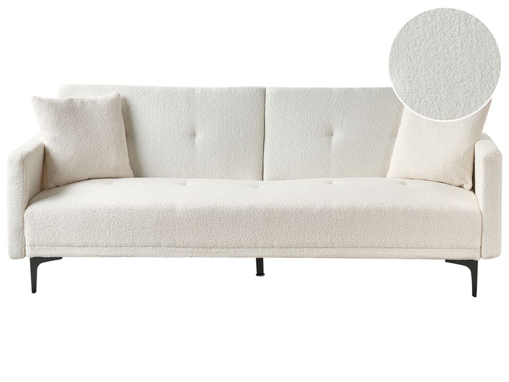 Sofa rozkładana dla 3 osób LUCAN Boucle Złamana biel
