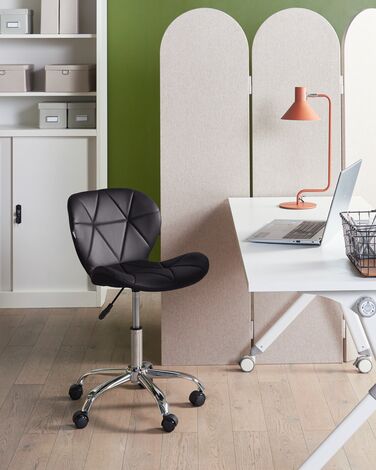 Faux Leather Desk Chair Black VALETTA