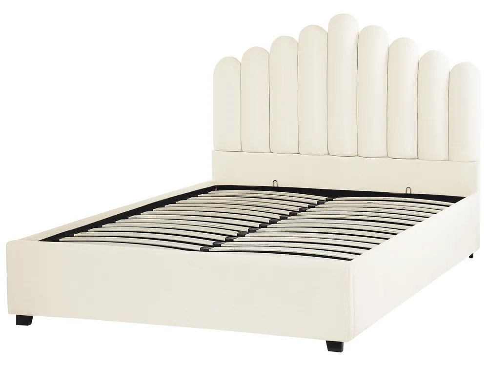 Ottoman Bed VINCENNES Velvet Off-White 140 x 200 cm (EU Double)_837360