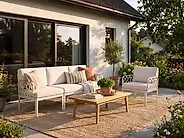 Garden Sofa Set 4 Seater ERICHE Light Beige_1188050