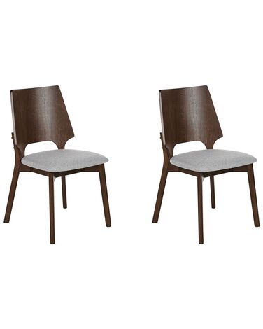 Conjunto de 2 sillas de poliéster/madera de caucho gris claro/madera oscura ABEE