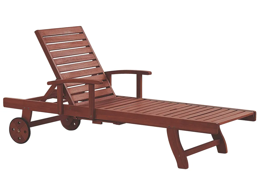 Sonnenliege mit Kissen TOSCANA PREMIUM mit Relaxfunktion Akazienholz Blau_1070423