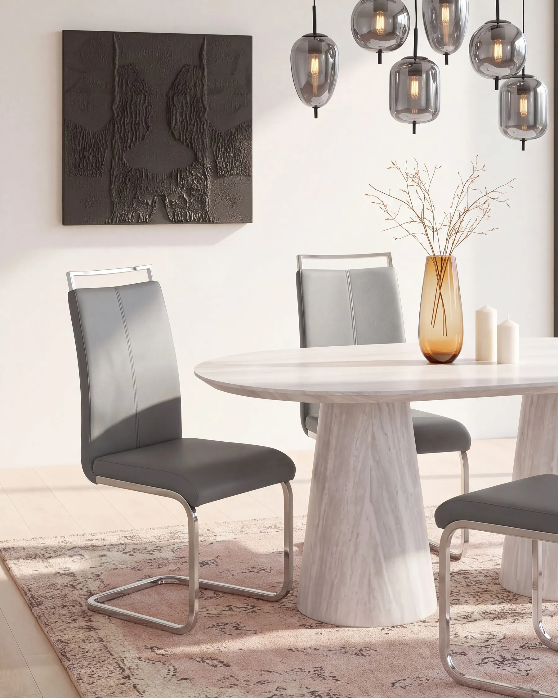 Lot de 2 chaises de salle à manger GREEDIN Cuir PU Gris_1156896