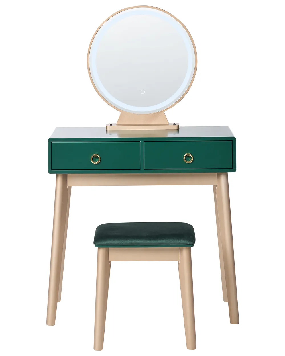 Dressing Table with Mirror and Stool FEDRY LED Emerald Green Dressing Table with Mirror and Stool FEDRY LED Emerald Green