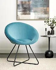 Chaise de salle à manger FLOBY II Velours Bleu clair_1168262