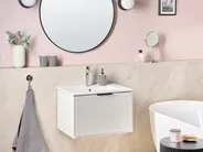 Wall Mounted Vanity Unit with Basin with Black Handle TILCARA White_1005973