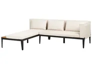 Garden Lounge Set with Table and Ottoman 3 Seater BRACCIANO Certified Acacia Wood Light Beige Right Hand_955442