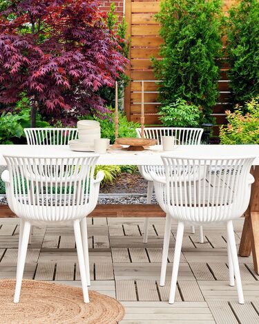 Set of 4 Plastic Dining Chairs White PESARO