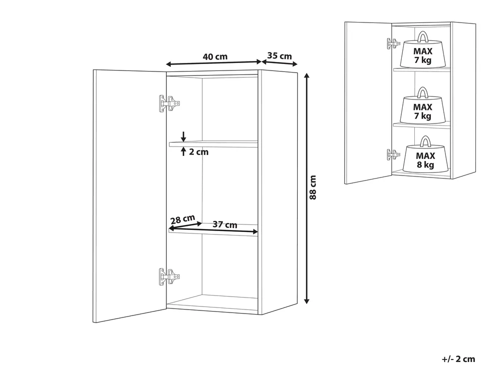 Armario de pared para baño BILBAO 40 cm Blanco_774291