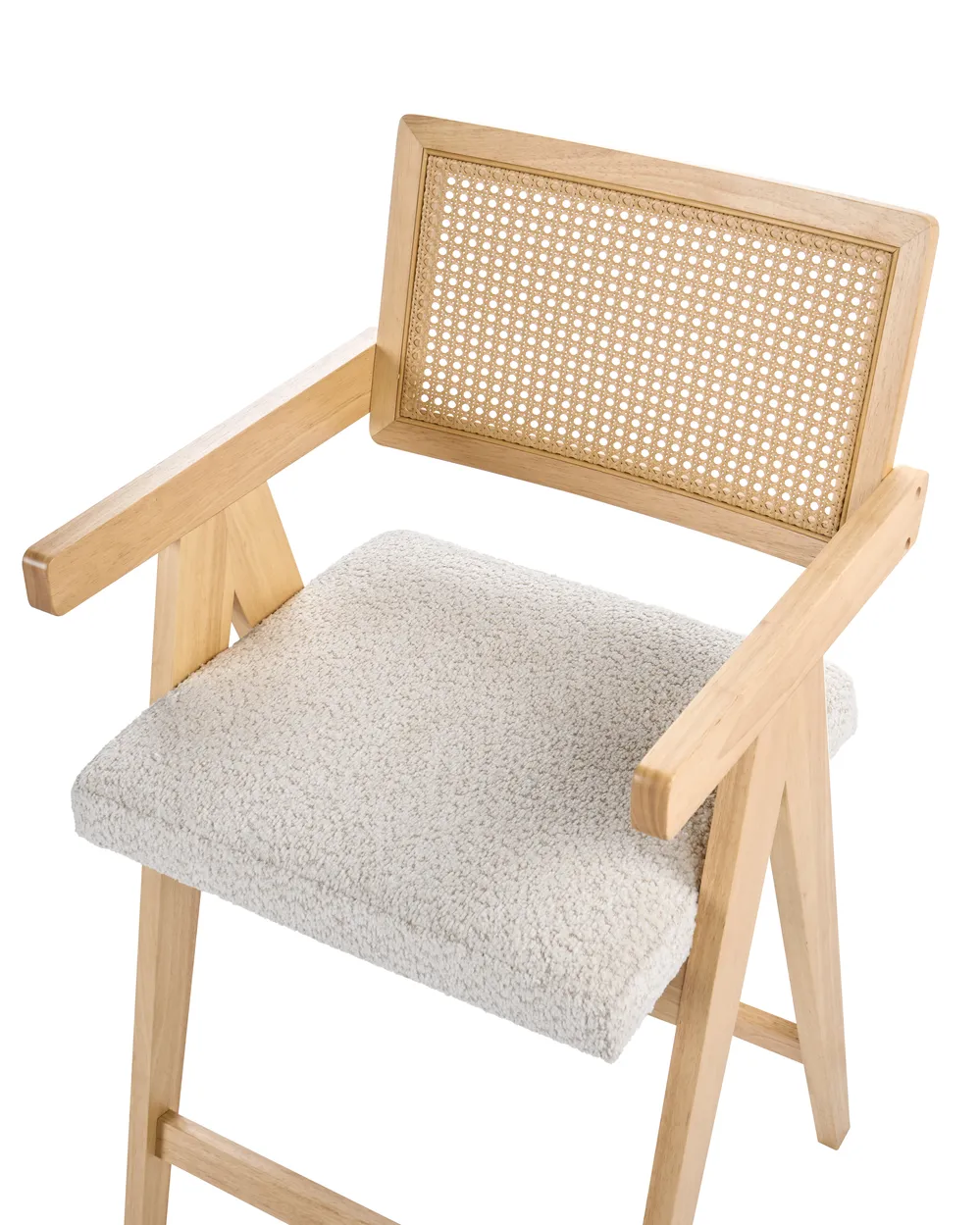Set di 2 sedie alte AVA Legno Marrone chiaro/Beige_1060690