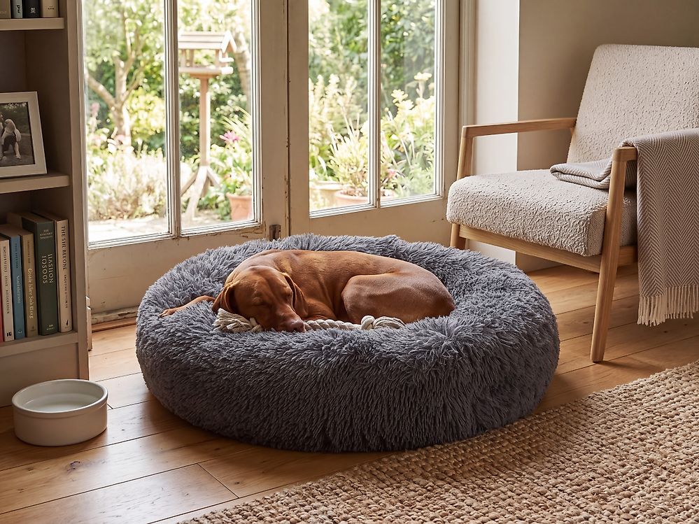 Pet Bed KULU Faux Fur Dark Grey
