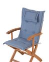 Sada 2 drevených záhradných stoličiek s modrými vankúšmi MAUI_755764