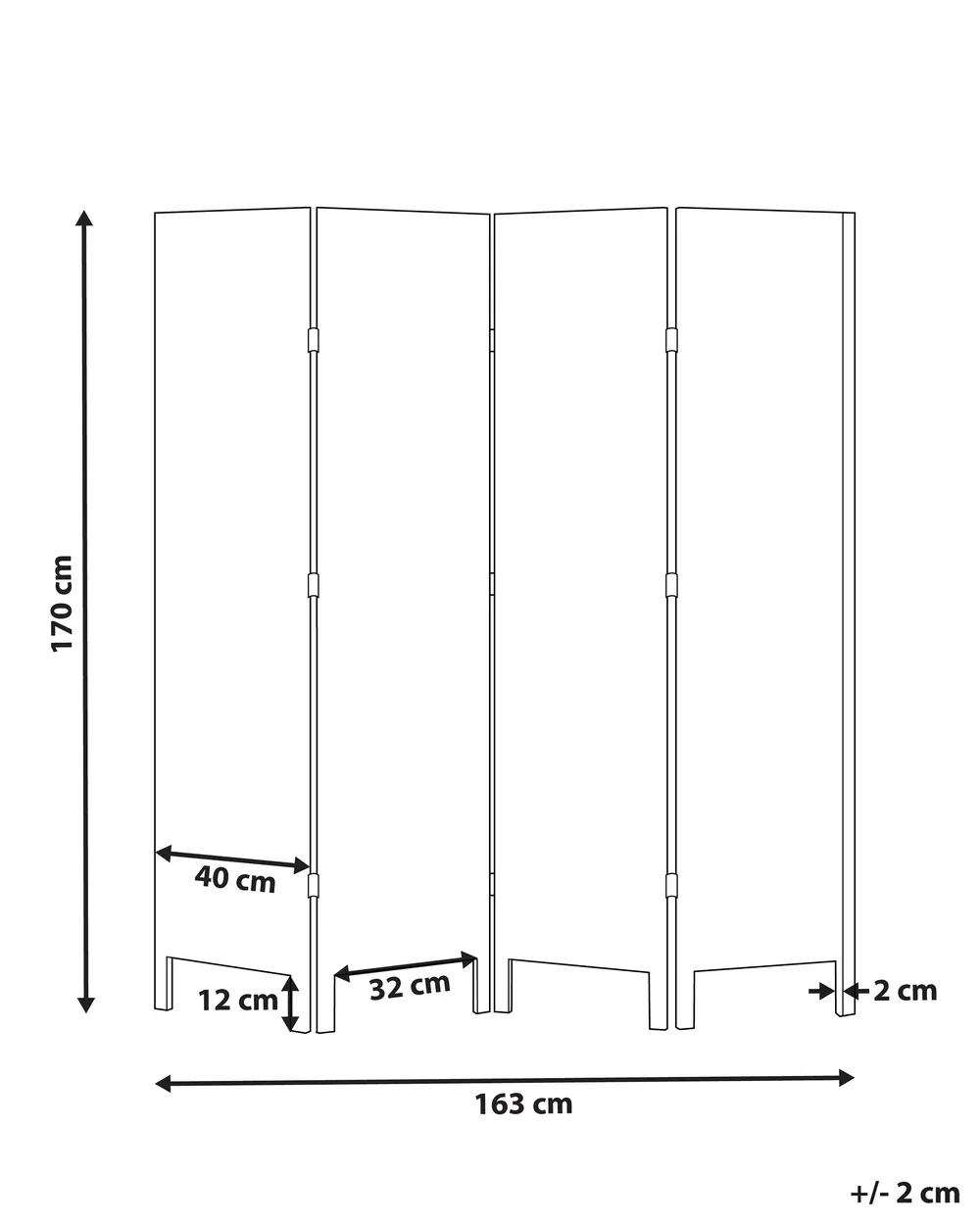 4-panelowy parawan pokojowy AVENES 163 cm 170 cm Złamana biel_941220