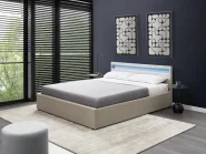 Ottoman Bed with LED ARMELLE Fabric Beige 180 x 200 cm (EU Super King)_994518